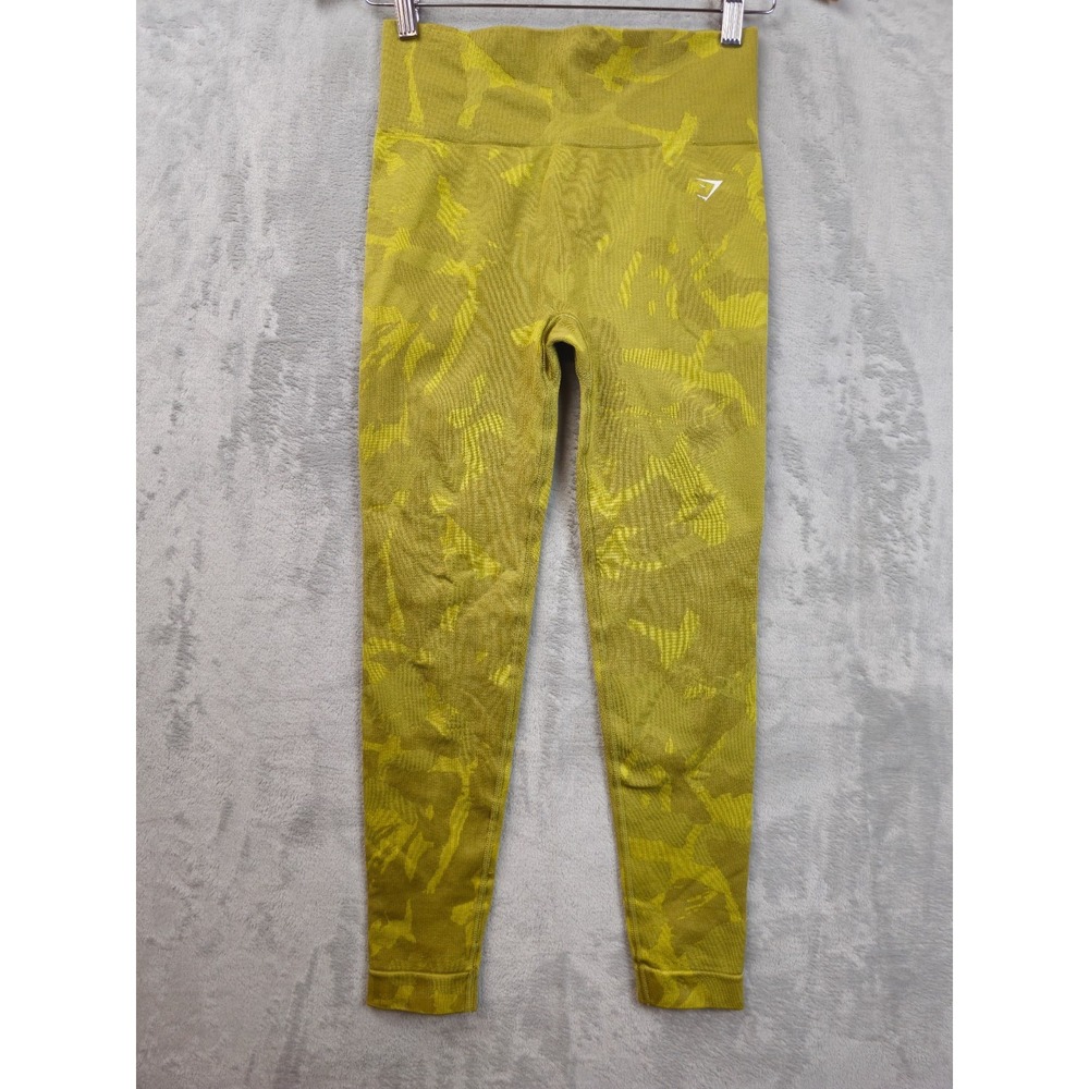 Gymshark Leggings Womens Medium Green Camouflage High Waist Seamless Compression